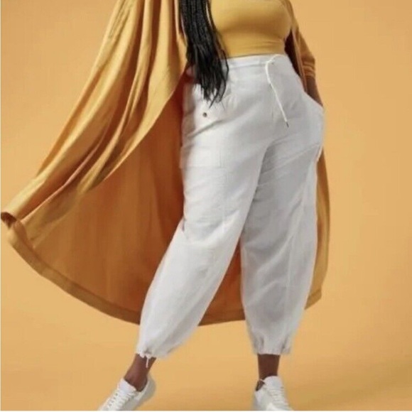 ATHLETA x ALICIA KEYS | NWT High Waist Cream & Gold Cargo Parachute Pants 18 - Picture 1 of 16
